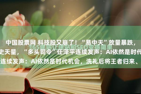 中国股票网 科技股又崩了！“易中天”放量暴跌，中际旭创轰出598亿历史天量，“多头司令”任泽平连续发声：AI依然是时代机会，洗礼后将王者归来、...